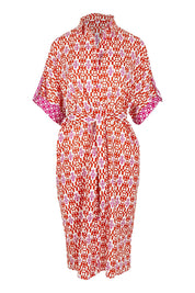 Product shot of the Maui Cotton Shirt Dress in colour Naples (Pink), from the front