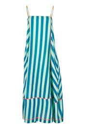 Product shot of the Sami Cotton Dress in colour Capriblue (Blue), from the front