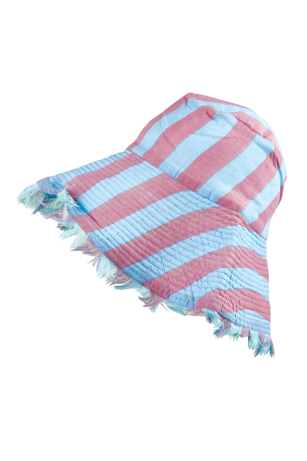 Product shot of the Fray Cotton Bucket Hat in colour Capriblue, from the front