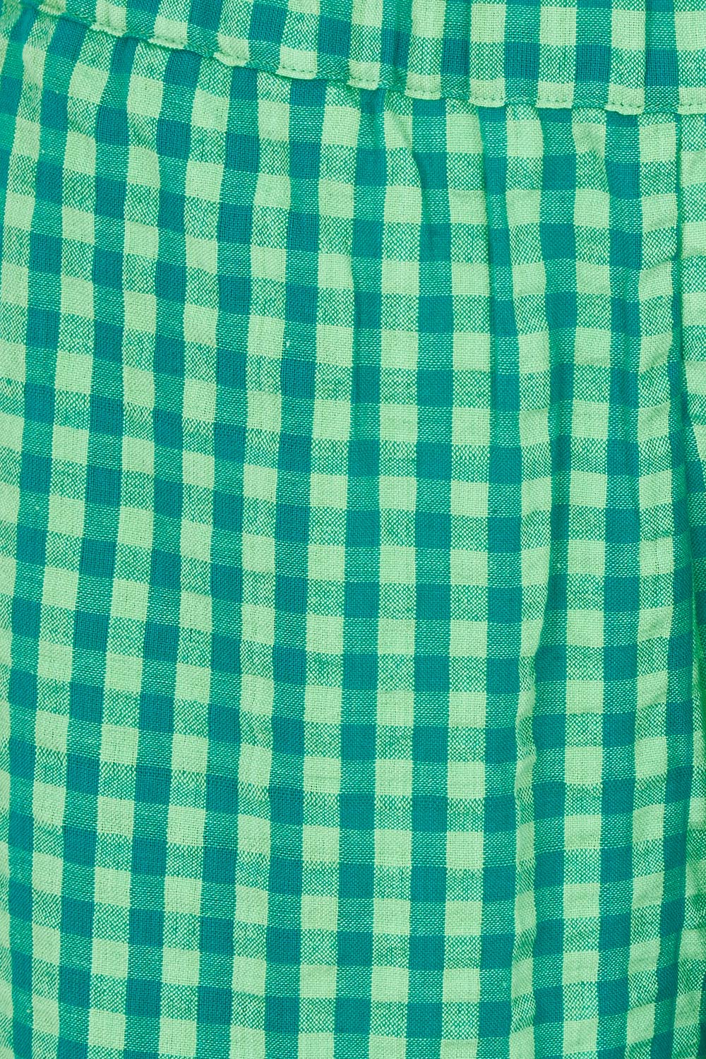 Product shot of the Evelina Cotton Pant in colour Verde (Green), detail