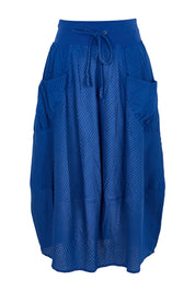 Product shot of the Guru Cotton Skirt in colour Blu (Blue), from the front