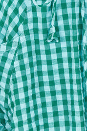 Product shot of the Guru Cotton Skirt in colour Green (Green), detail