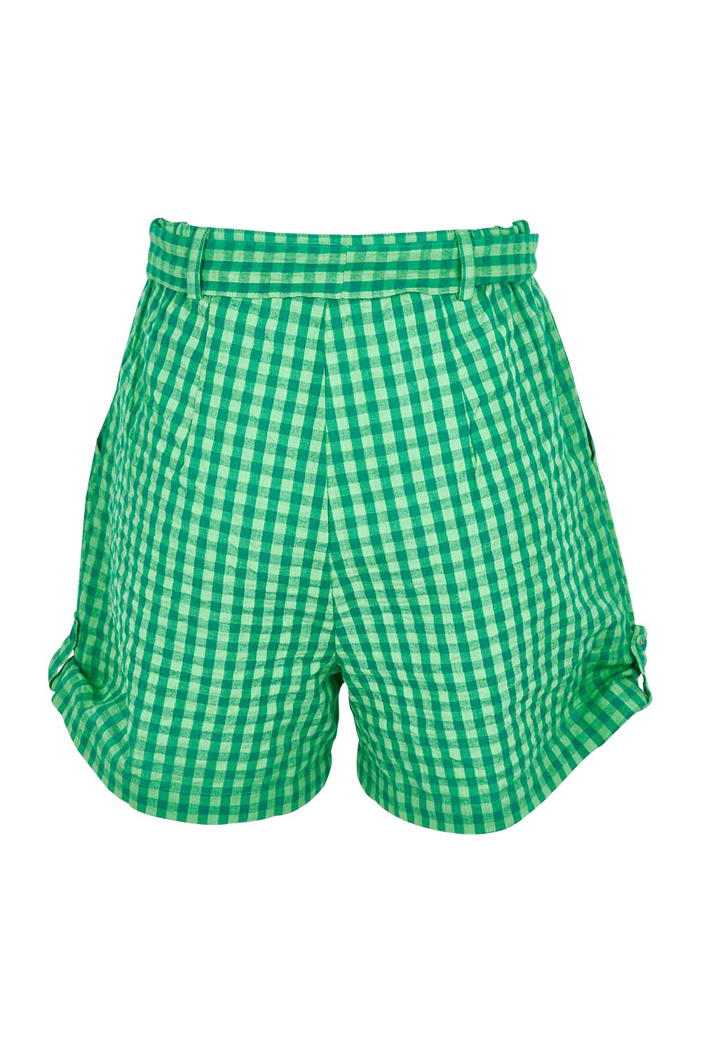 Product shot of the Hazel Cotton Short in colour Verde (Green), from the back