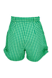 Product shot of the Hazel Cotton Short in colour Verde (Green), from the back
