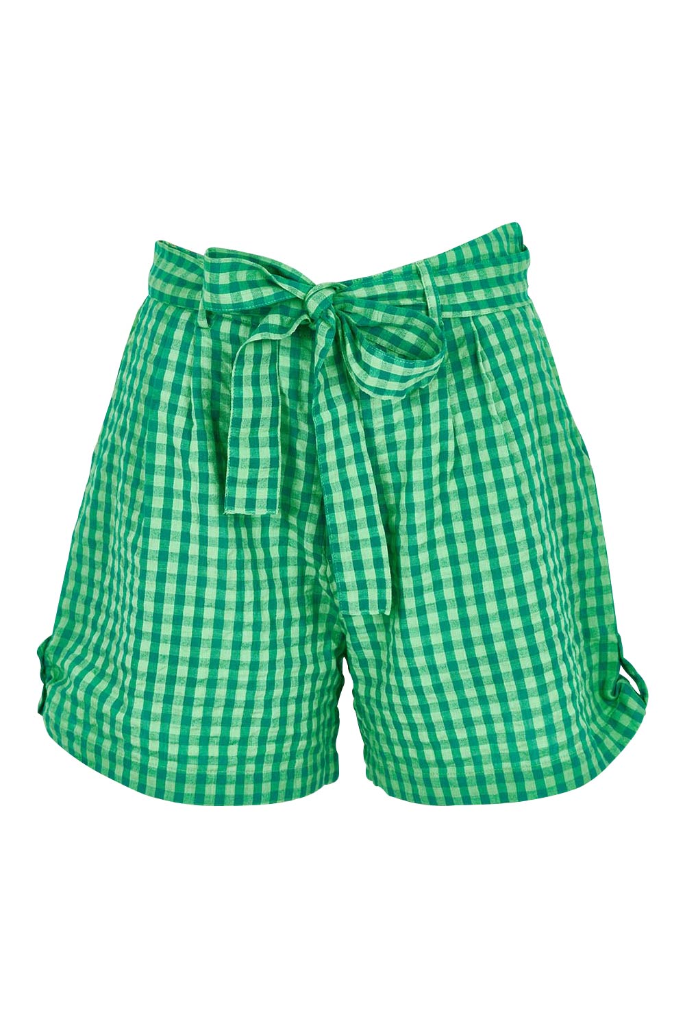 Product shot of the Hazel Cotton Short in colour Verde (Green), from the front