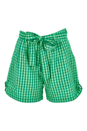 Product shot of the Hazel Cotton Short in colour Verde (Green), from the front
