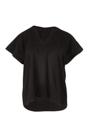 Product shot of the Livy Cotton Top in colour Black (Black), from the front
