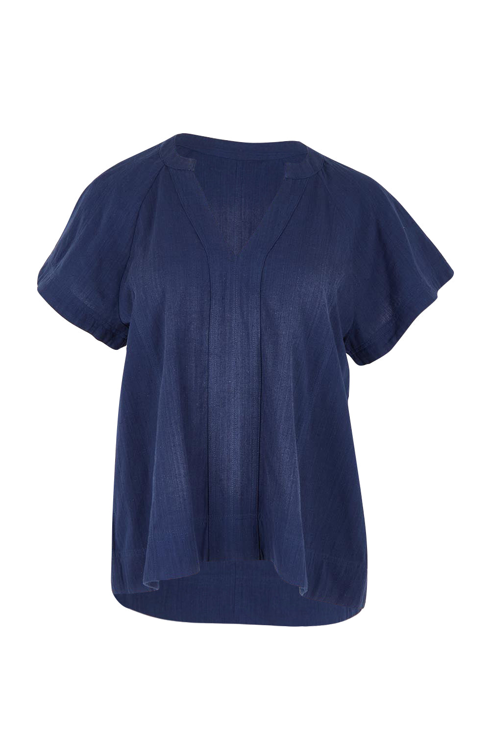 Product shot of the Livy Cotton Top in colour Navy (Blue), from the front