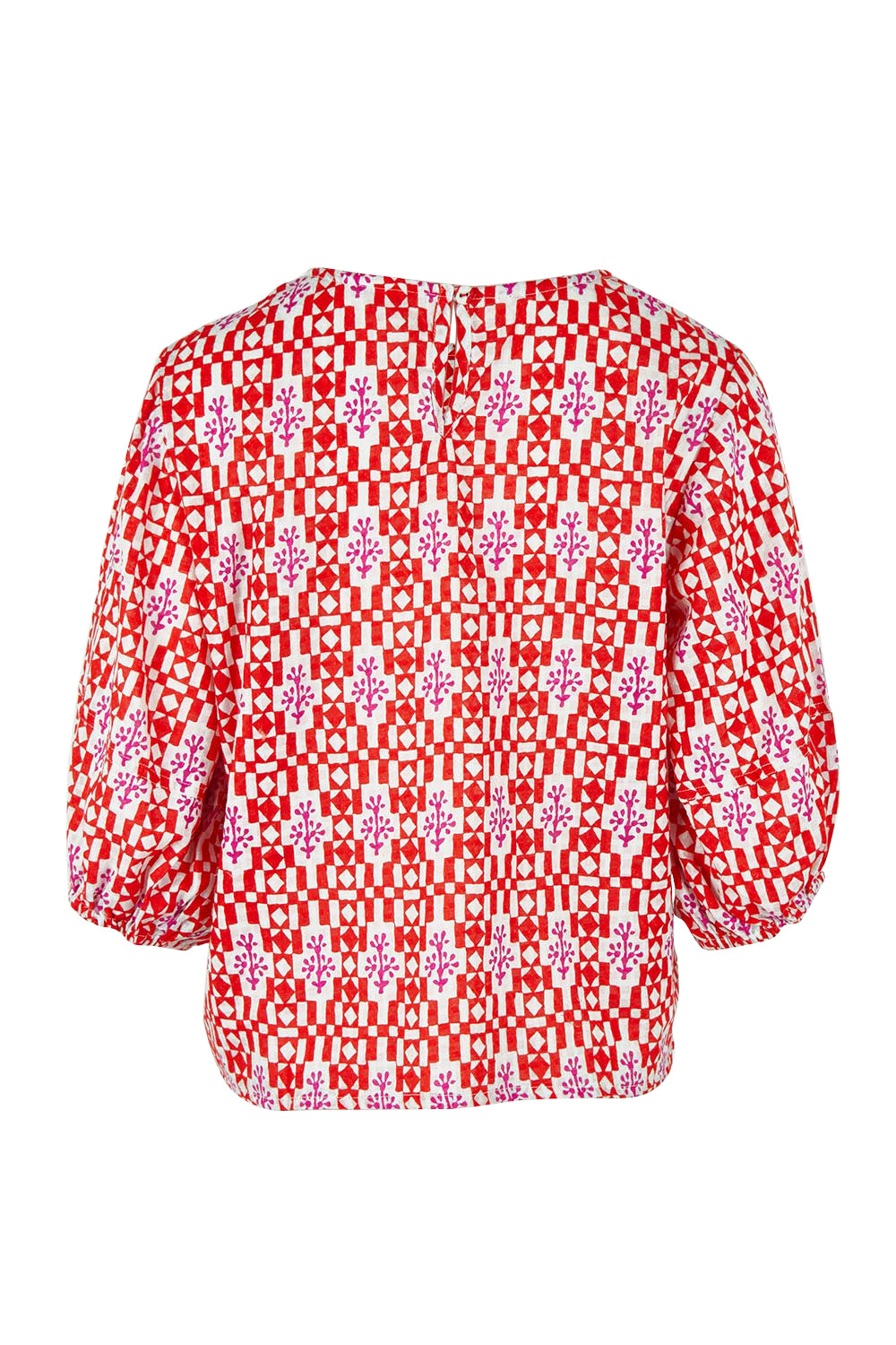 Product shot of the Ava Cotton Top in colour Naples (Pink), from the back