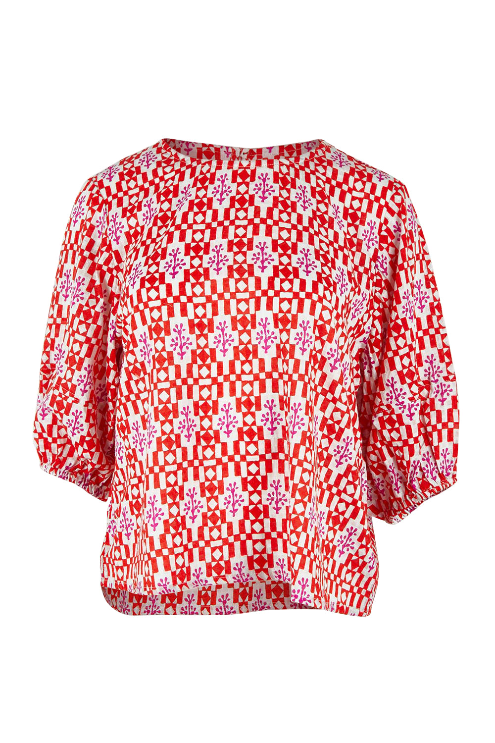 Product shot of the Ava Cotton Top in colour Naples (Pink), from the front
