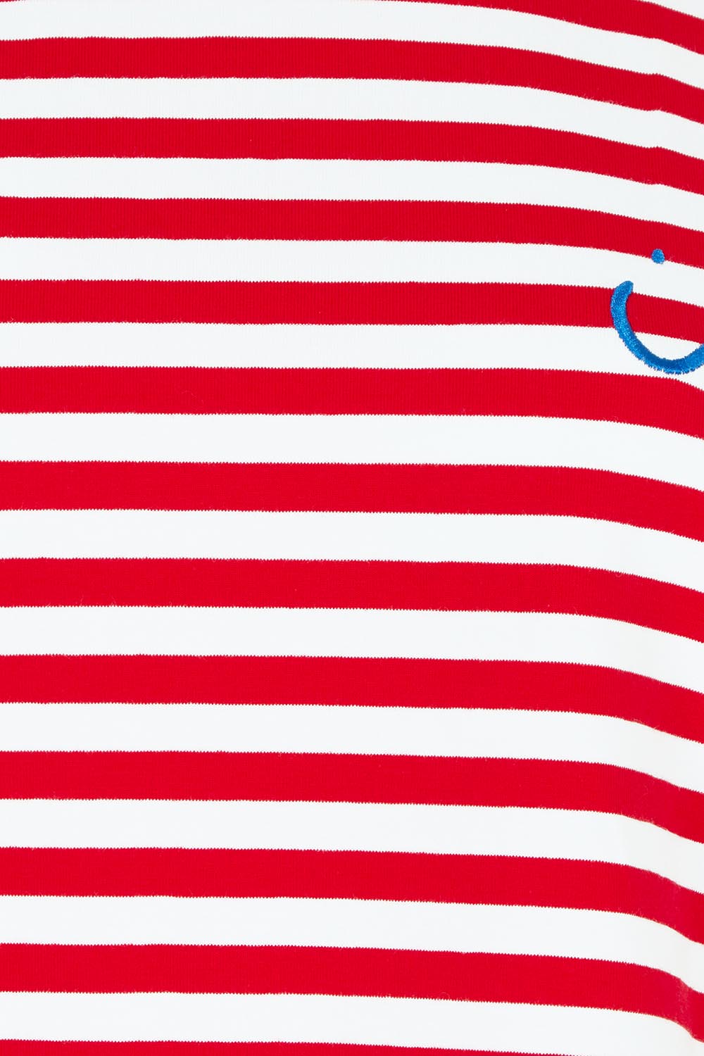 Product shot of the Bellissimo Cotton Tee in colour Redstripe (Red), detail