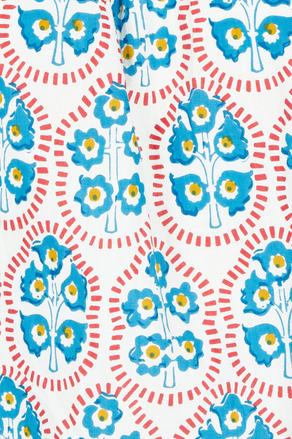 Product shot of the Bliss Cotton Top in colour Emiliaw (Blue), detail