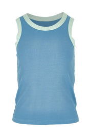 Product shot of the Bellissimo Tank Top in colour Dustyblue (Blue), from the front