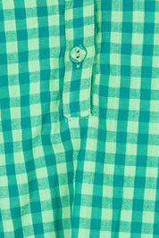 Product shot of the Cecilia Cotton Top in colour Verde (Green), detail