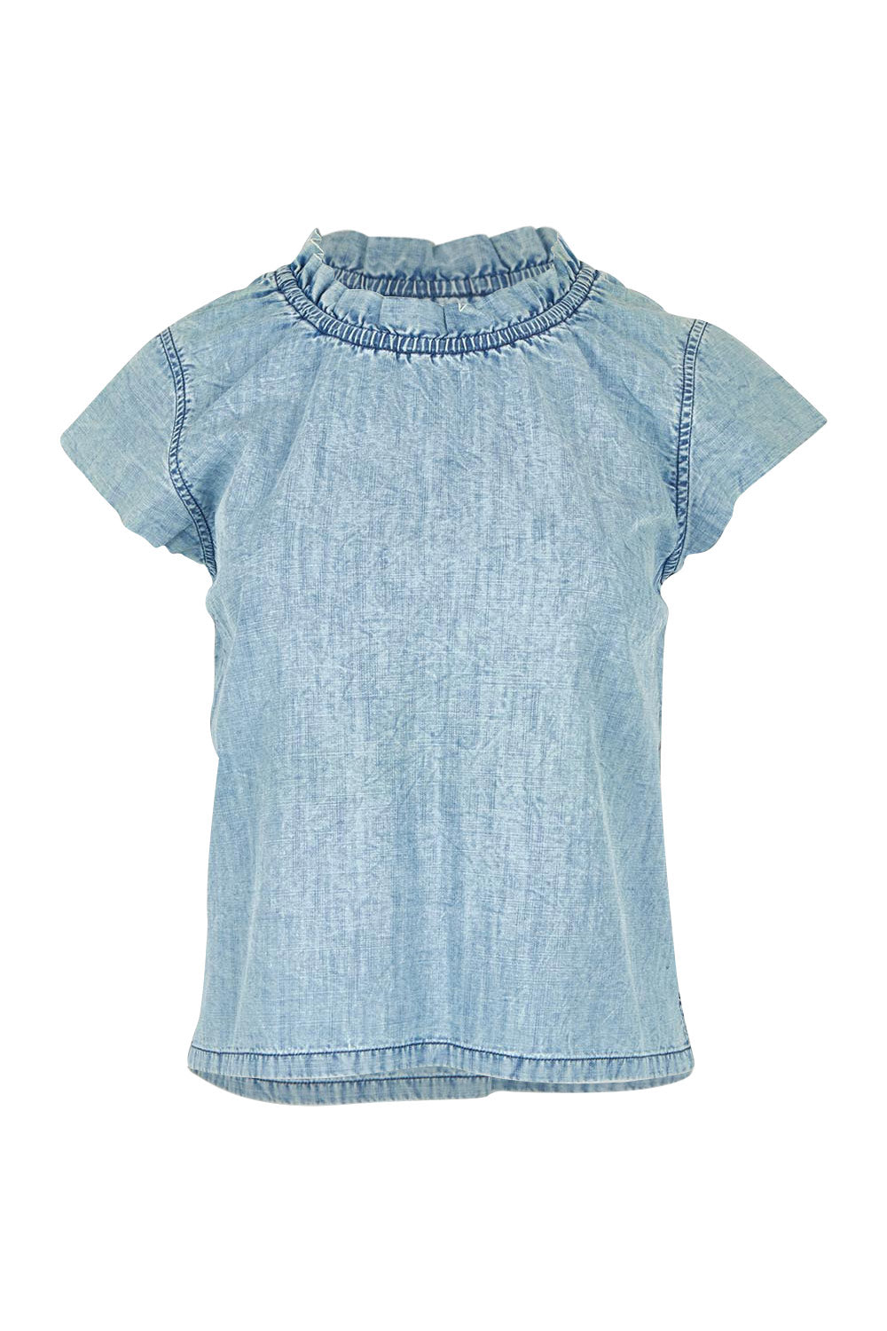 Product shot of the Sand Lyocell Top in colour Comodo (Blue), from the front