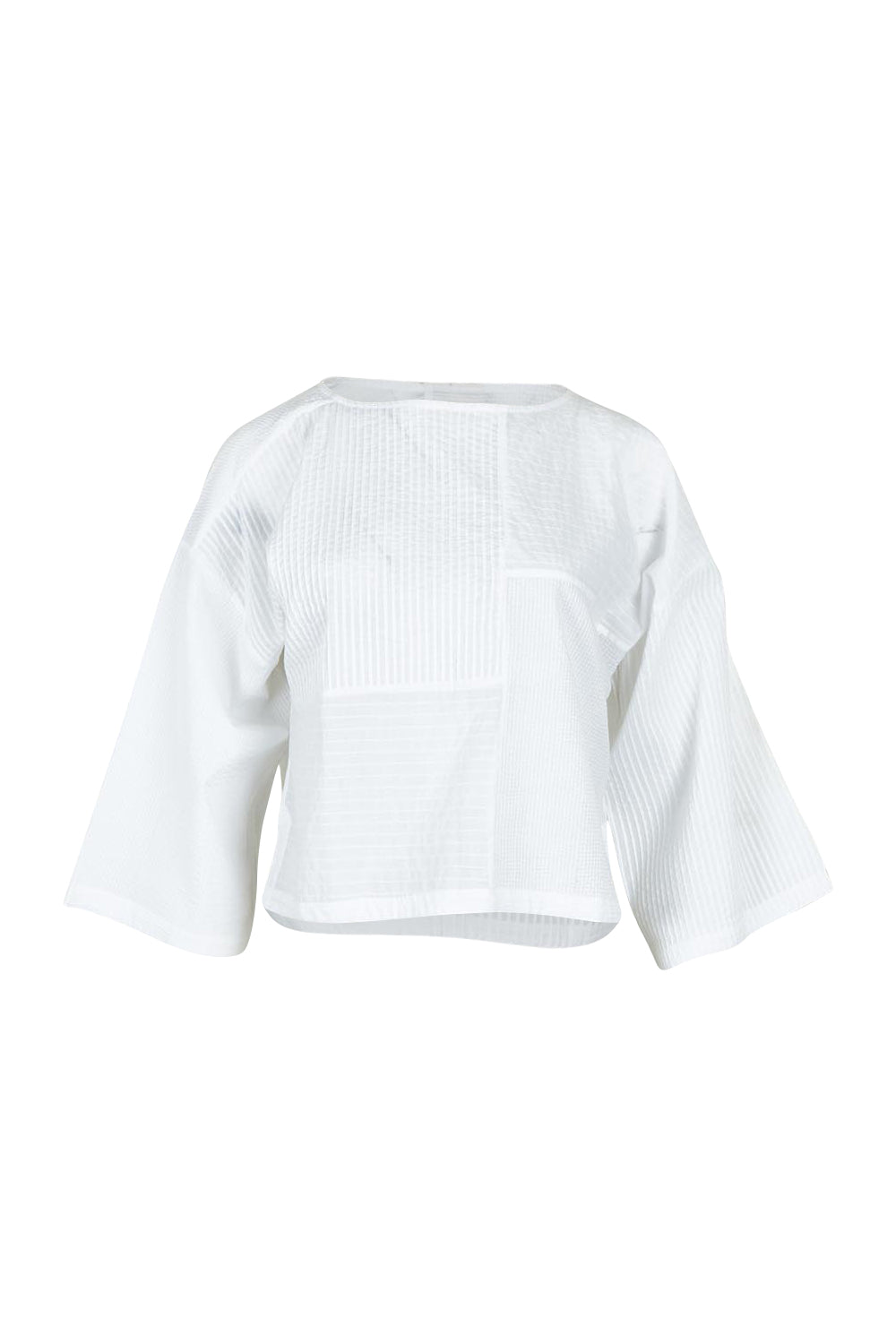 Product shot of the Dimple Cotton Top in colour White (White), from the front