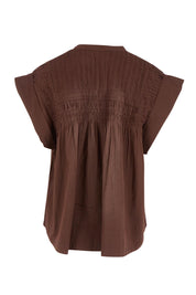 Product shot of the Danika Cotton Top in colour Coffee, from the back