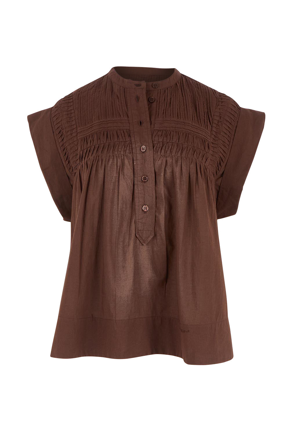 Product shot of the Danika Cotton Top in colour Coffee, from the front