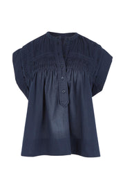 Product shot of the Danika Cotton Top in colour Navy (Blue), from the front