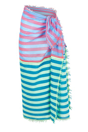 Product shot of the Capri Cotton Sarong in colour Capriblue, from the front