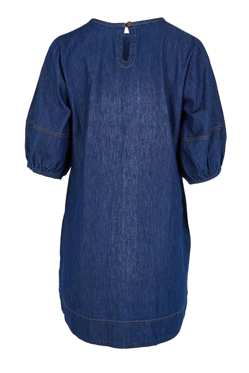 Product shot of the Ava Dress – Darkdenim in colour Darkdenim, from the back