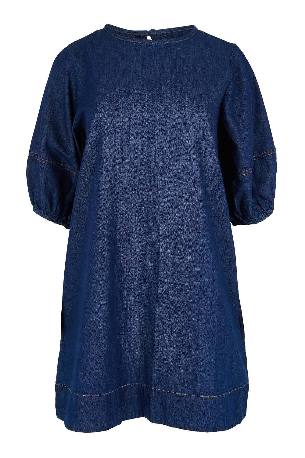 Product shot of the Ava Dress – Darkdenim in colour Darkdenim, from the front