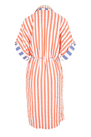 Product shot of the Maui Shirt Dress – Watermelon in colour Watermelon, from the back