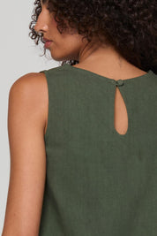 Model Genericm wearing size sample of the Hana Dress – Cosmos in colour Cosmos, from an angle