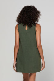Model Genericm wearing size sample of the Hana Dress – Cosmos in colour Cosmos, from the back