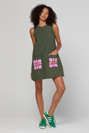 Model Genericm wearing size sample of the Hana Dress – Cosmos in colour Cosmos, from the front