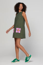 Model Genericm wearing size sample of the Hana Dress – Cosmos in colour Cosmos, from the front
