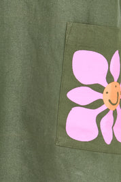 Product shot of the Hana Cotton Dress – Cosmos in colour Cosmos, showing detail