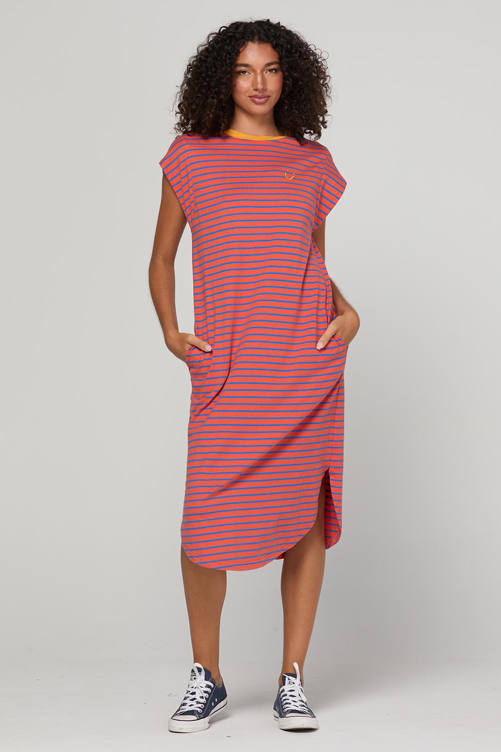 Model Genericm wearing size sample of the Bellissimo Dress – Roma in colour Roma, from the front