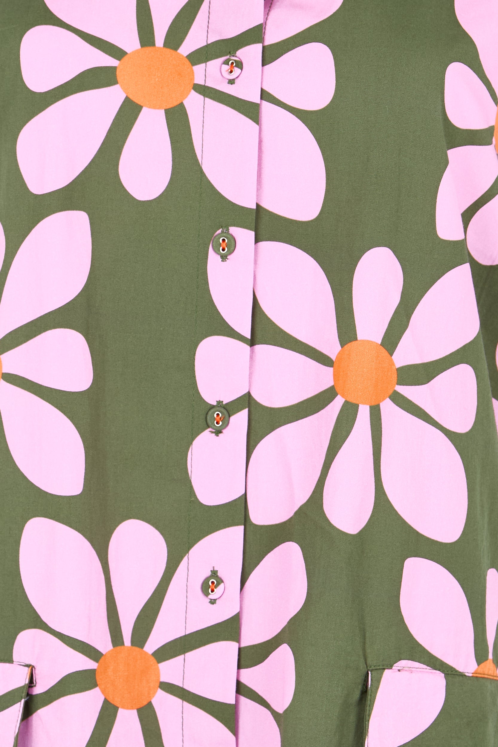 Product shot of the Kimi Cotton Dress – Cosmos in colour Cosmos, showing detail