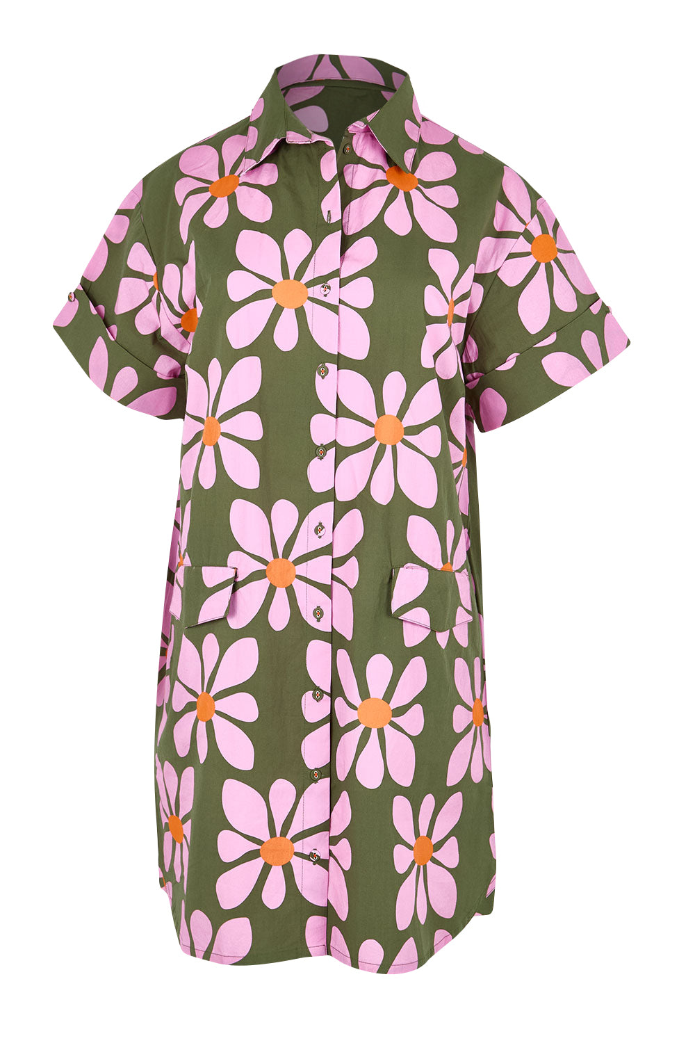 Product shot of the Kimi Cotton Dress – Cosmos in colour Cosmos, from the front