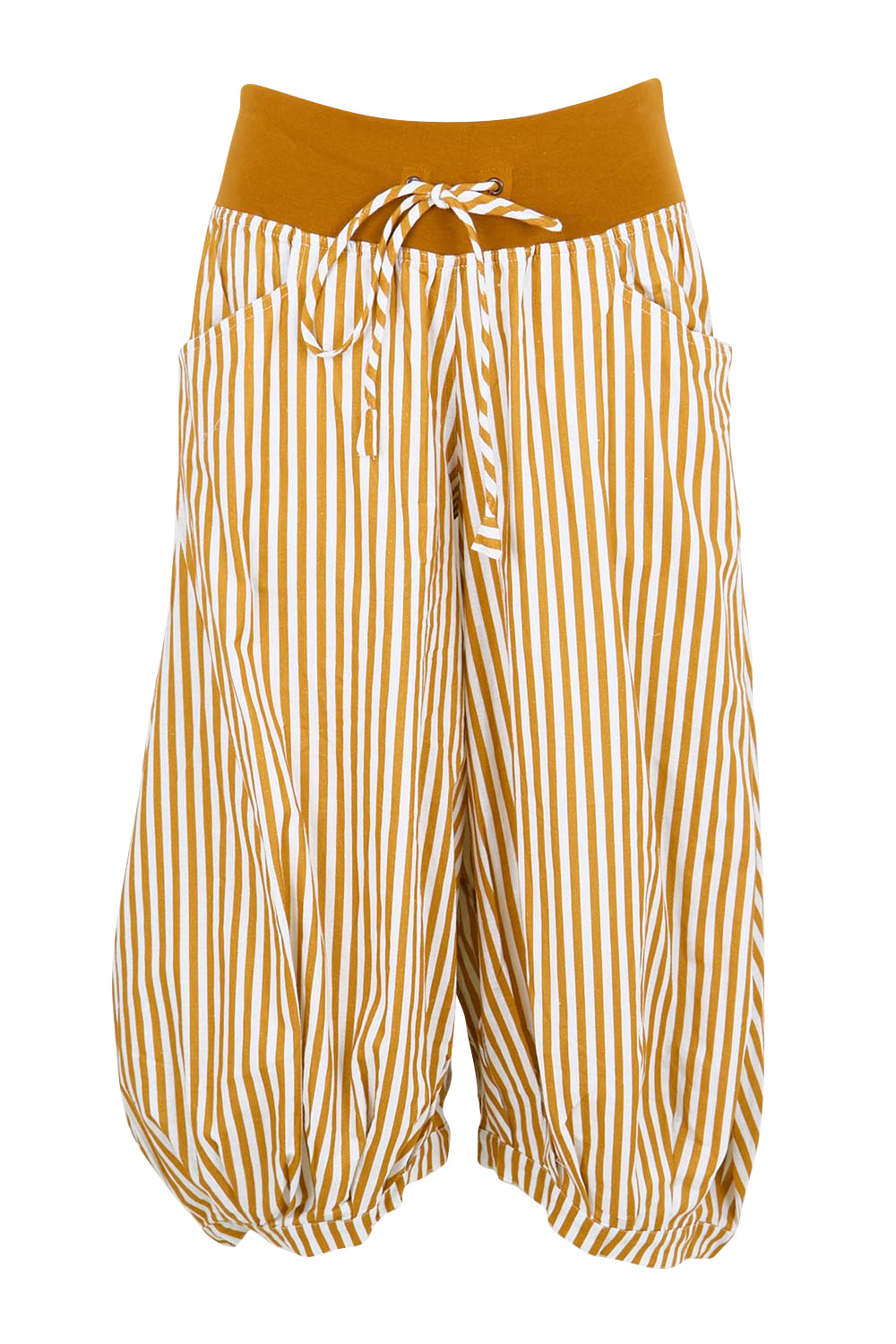 Product shot of the Guru Pant – Mustard in colour Mustard, from the front
