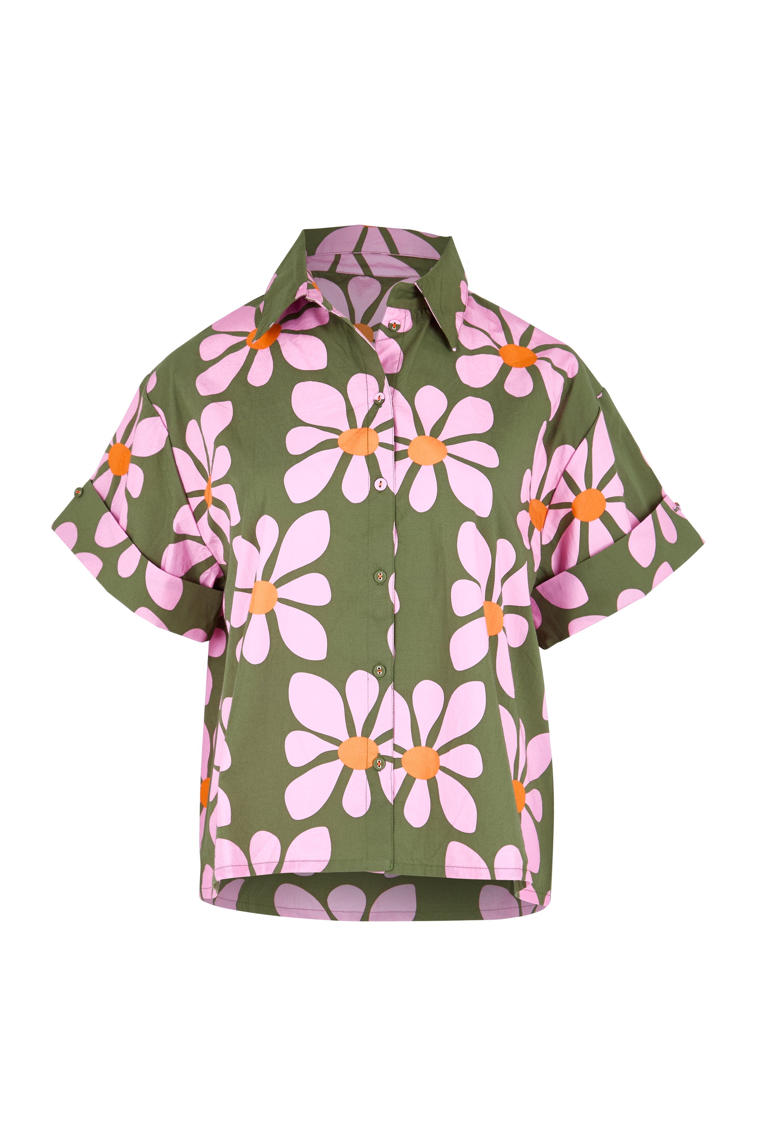 Product shot of the Cosmos Cotton Shirt – Cosmos in colour Cosmos, from the front