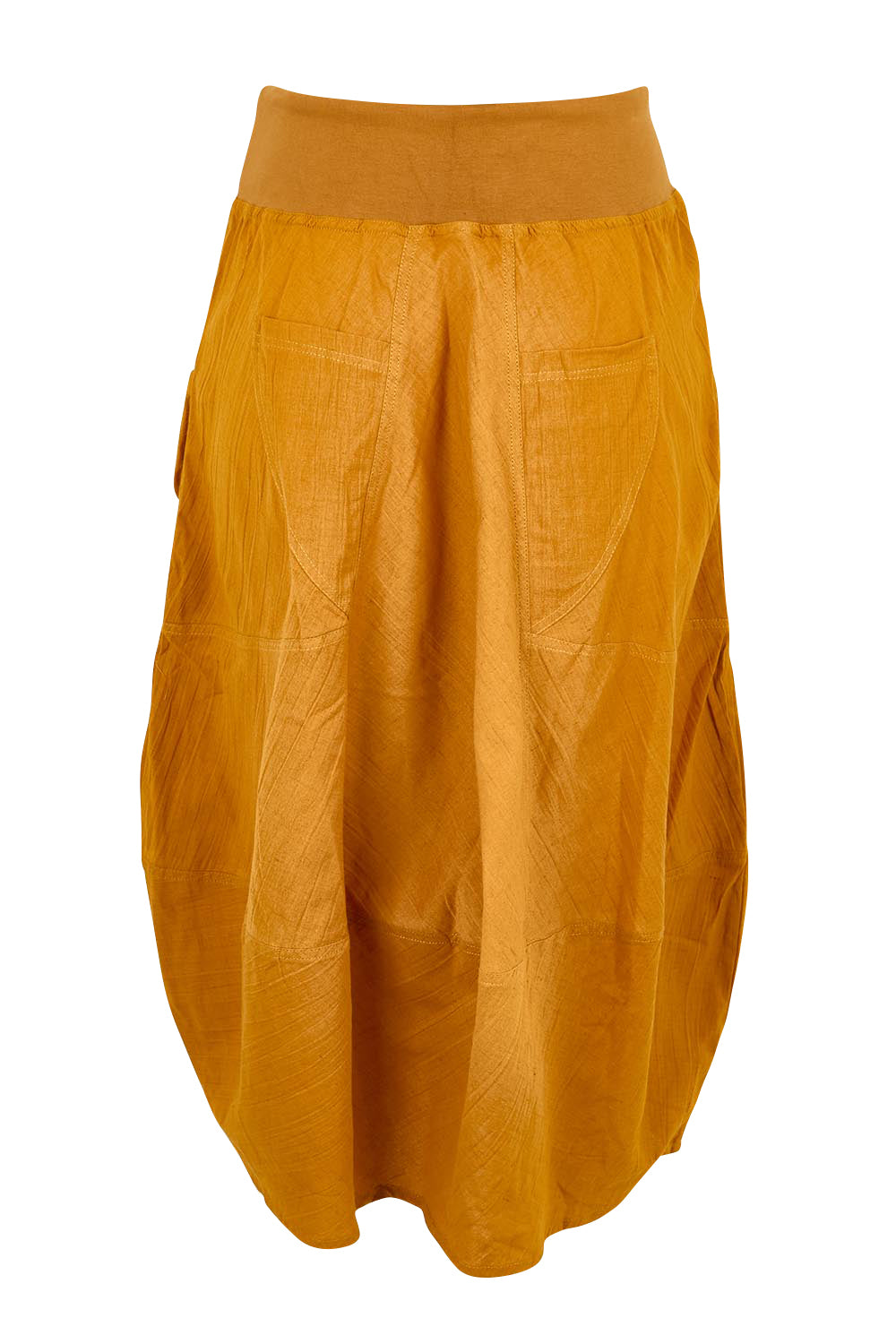 Product shot of the Guru Skirt – Turmeric in colour Turmeric, from the back