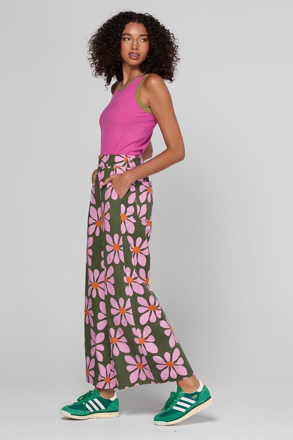 Model Genericm wearing size sample of the Bellissimo Tank – Raspberry in colour Raspberry, from the front