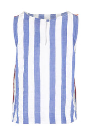 Product shot of the Hara Top – Ocean in colour Ocean, from the back