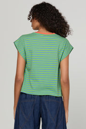 Model Genericm wearing size sample of the Bellissimo Tee – Honeydem in colour Honeydem, from the back