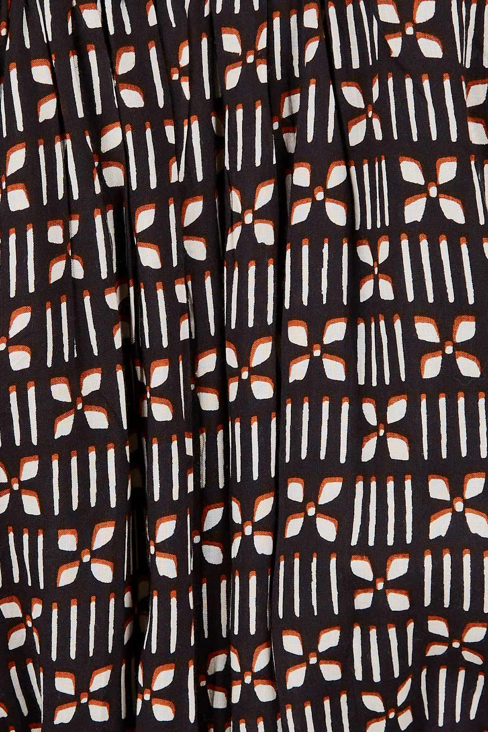Product shot of the Magari Dress in colour Allora (Black), detail