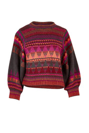 Product shot of the Sofia Jumper in colour Berry (Red), from the front