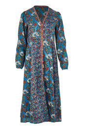Product shot of the Lettie Cotton Dress in colour Lettie (Blue), from the front