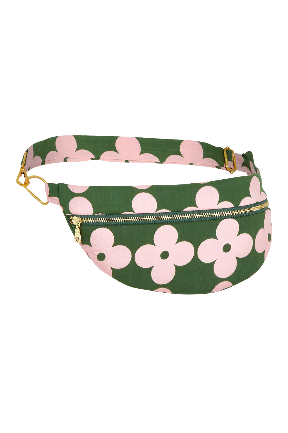 Product shot of the Keiko Bumbag in colour Keiko (Green), from the front