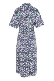 Product shot of the Rishi Dress in colour Izuminavy (Blue), from the back