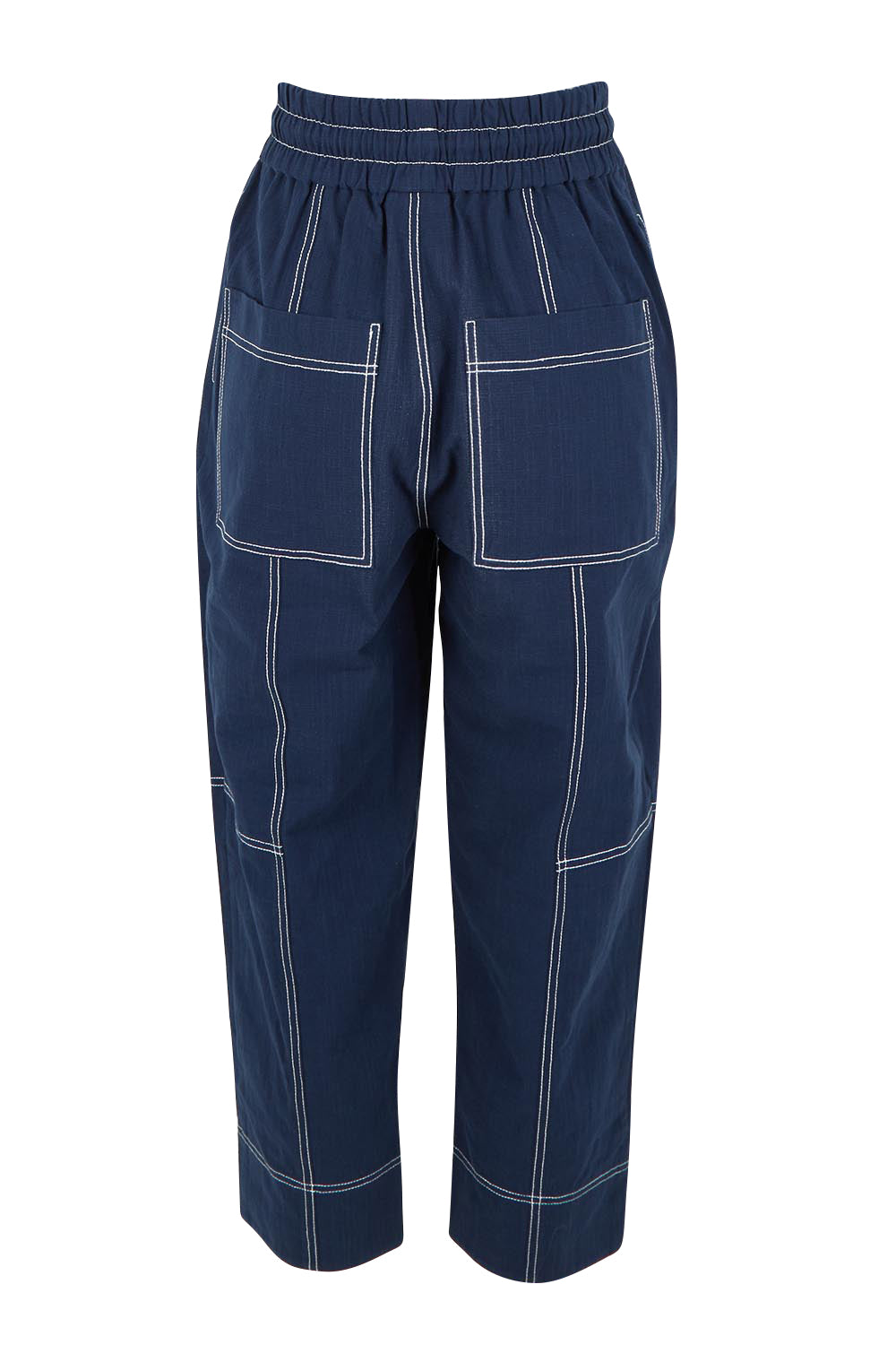 Product shot of the Jonte Pant in colour Navy (Blue), from the back
