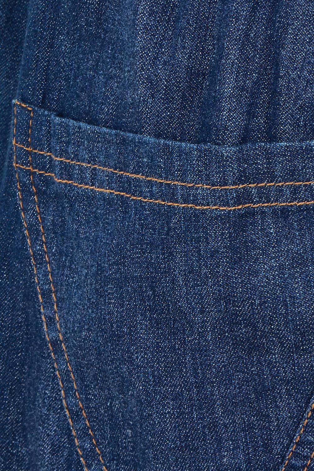 Product shot of the Guru Denim Pant in colour Darkdenim (Blue), detail