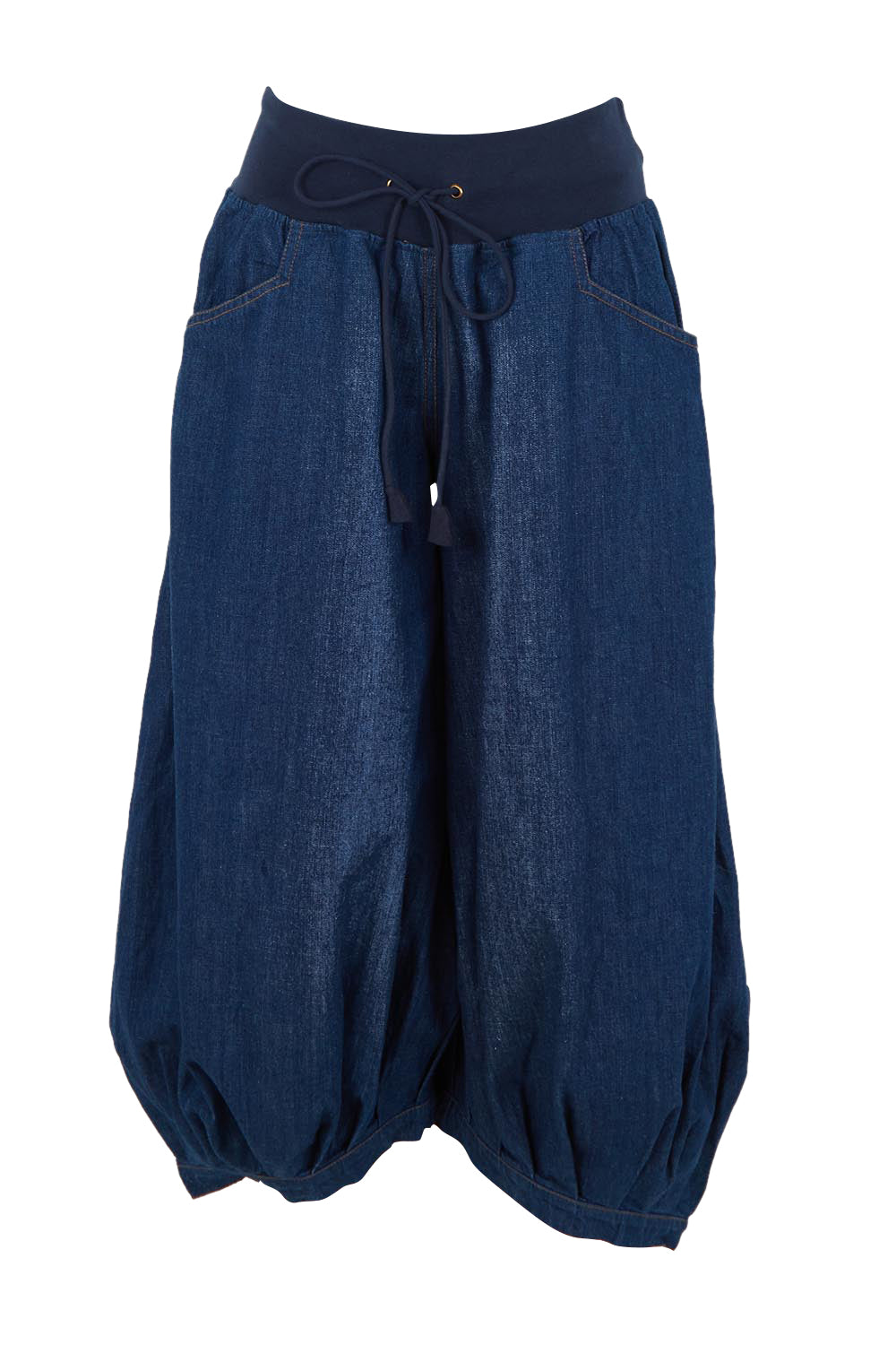 Product shot of the Guru Denim Pant in colour Darkdenim (Blue), from the front