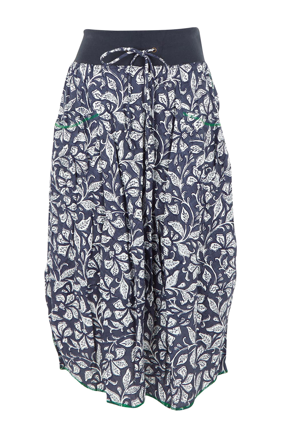 Product shot of the Guru Skirt in colour Izuminavy (Blue), from the front